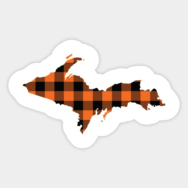 Upper Peninsula of Michigan Blaze Orange Flannel Sticker by DoctorWatsonDesigns